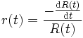 
r(t) = \frac{-\frac{{\rm d}R(t)}{{\rm d}t}}{R(t)}
\, 