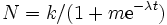 N=k/(1+m \mbox {e}^{-\lambda t})\,