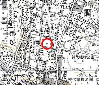 東京都調布市付近の地形図
