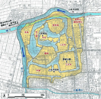 現在の地図に落とした小松城の位置(概略)