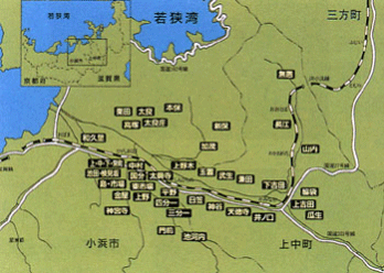田の神祭りの分布図　（福井県立若狭歴史民族資料館）