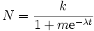 
N=\frac{k}{1+m \mathrm{e}^{-\lambda t}}
\, 