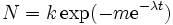 
N = k \exp(-m \mathrm{e}^{-\lambda t})
\, 
