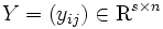 Y=(y_{ij})\in \mathbf{\mathrm{R}}^{s\times n}\, 
