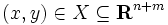 (x,y) \in X \subseteq {\mathbf R}^{n+m}\,