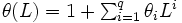 \textstyle \theta(L)=1+\sum_{i=1}^{q} \theta_{i}L^{i}\, 