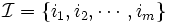 \mathcal{I }=\{i_1,i_2,\cdots,i_m\} \,