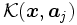 \mathcal{K} (\boldsymbol{x}, \boldsymbol{a}_{j} )\, 