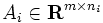 A_i\in {\mathbf R}^{m\times n_i}\,