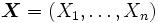 \boldsymbol{X}=( X_1, \ldots, X_n) \,