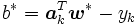 b^{*} = \boldsymbol{a}^{T}_{k} \boldsymbol{w}^{*}-y_{k}\, 