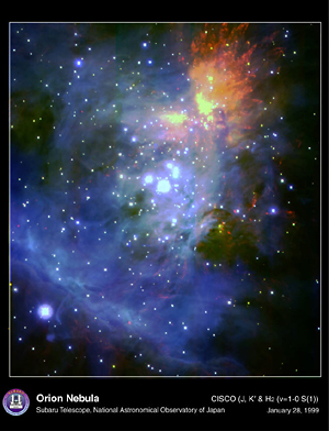 フゼストライトで得られたオリオン星雲の画像(国立天文台提供)